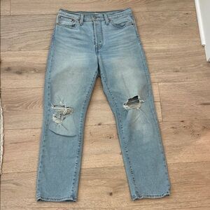 Levi's Light Blue Distressed Straight Leg Jeans
